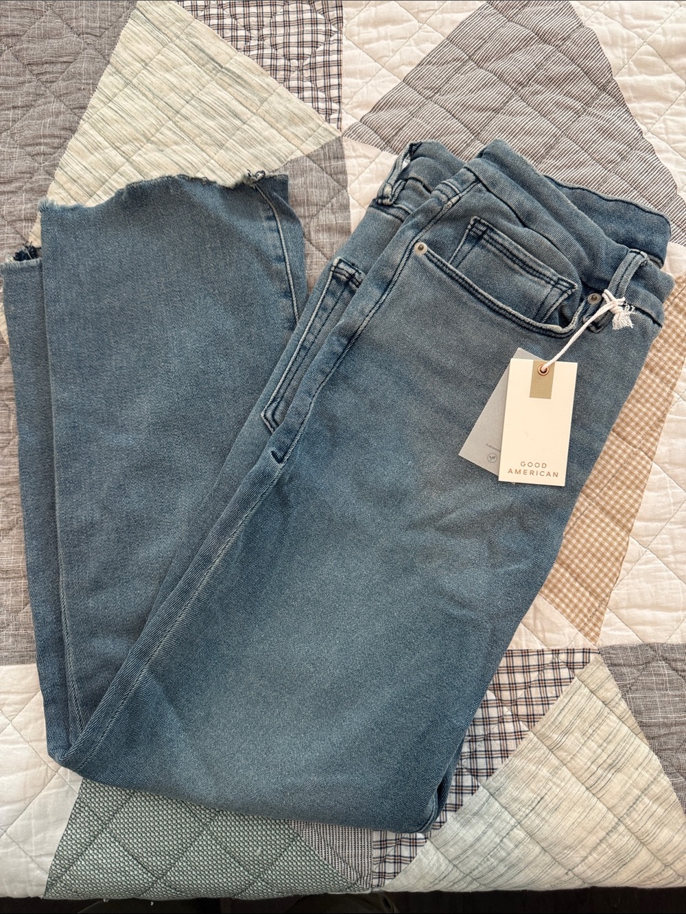 Good American Faded Blue Straight-Leg Women's Jeans